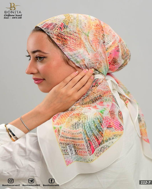 Printed Square Chiffon Scarf
