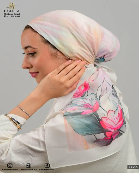 Printed Square Chiffon Scarf