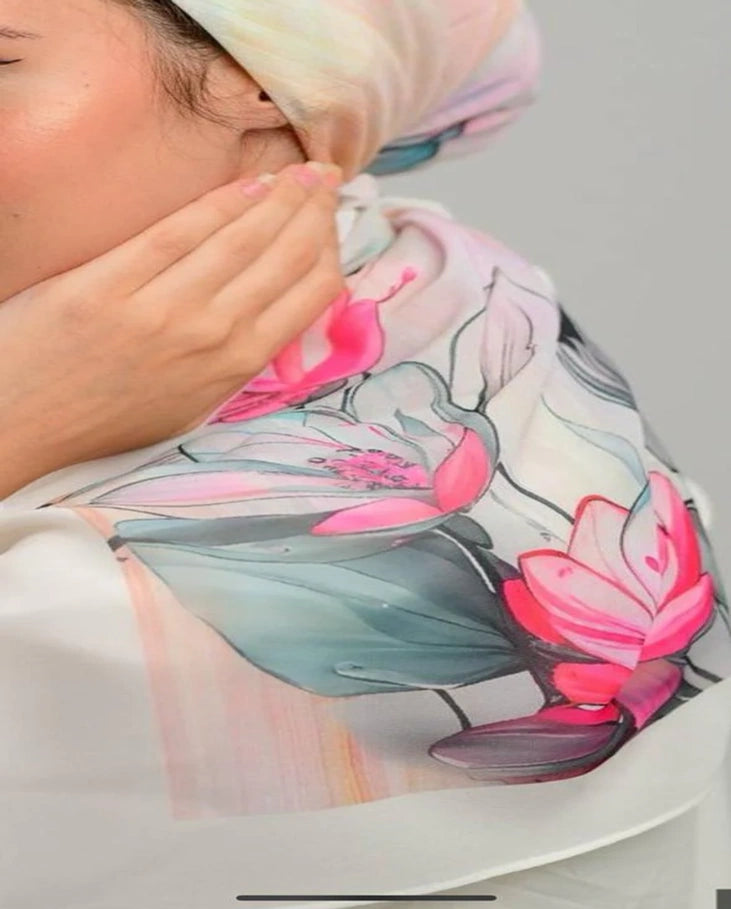 Printed Square Chiffon Scarf