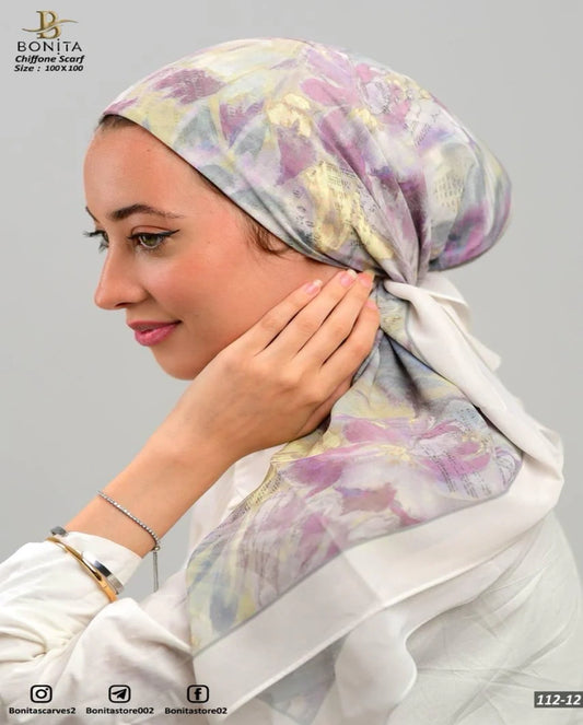 Printed Square Chiffon Scarf