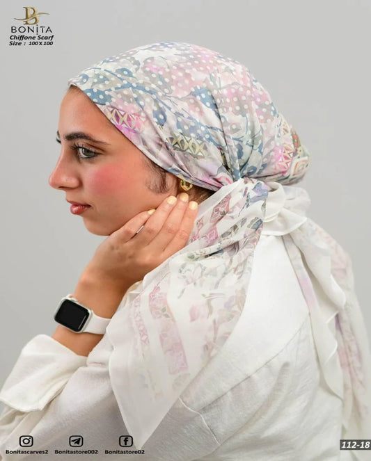 Printed Square Chiffon Scarf