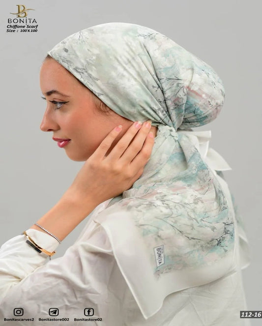 Printed Square Chiffon Scarf