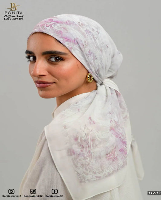Printed Square Chiffon Scarf