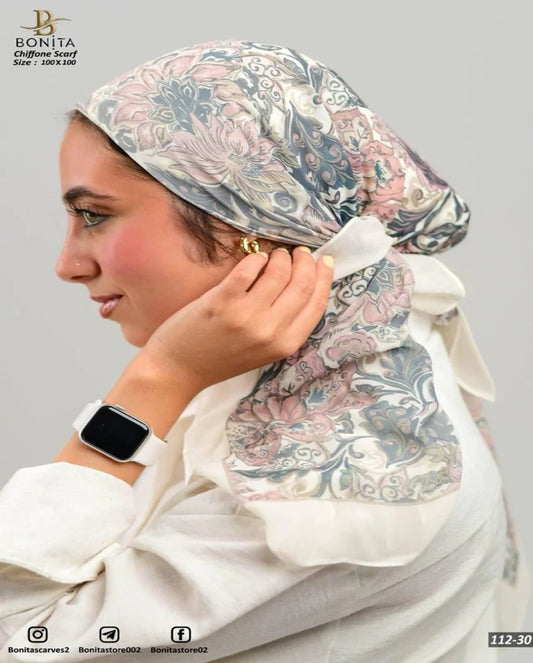 Printed Square Chiffon Scarf