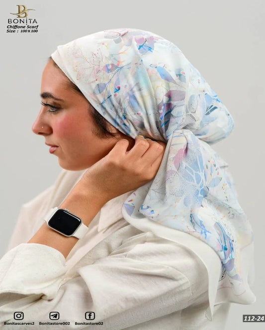 Printed Square Chiffon Scarf