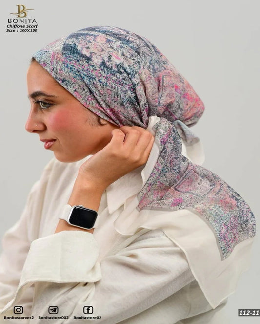Printed Square Chiffon Scarf