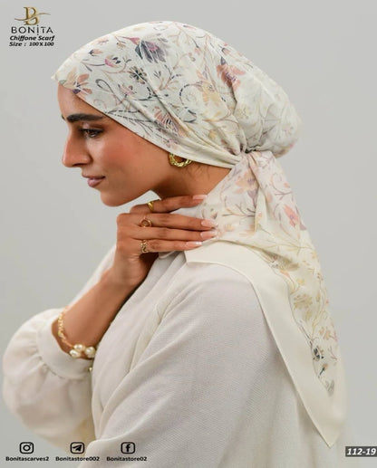 Printed Square Chiffon Scarf