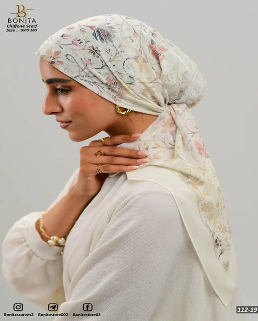Printed Square Chiffon Scarf