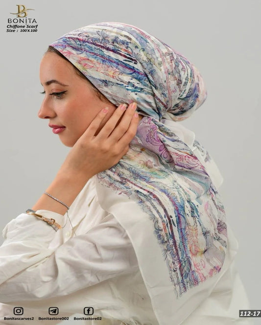 Printed Square Chiffon Scarf