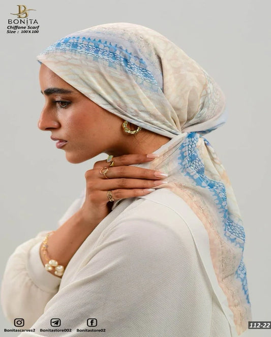 Printed Square Chiffon Scarf