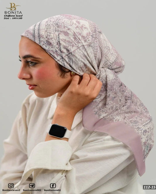 Printed Square Chiffon Scarf