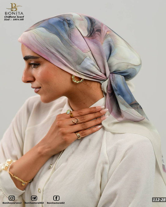 Printed Square Chiffon Scarf