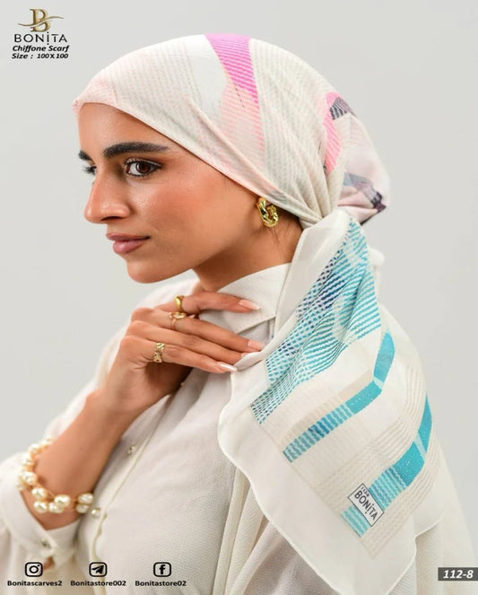 Printed Square Chiffon Scarf