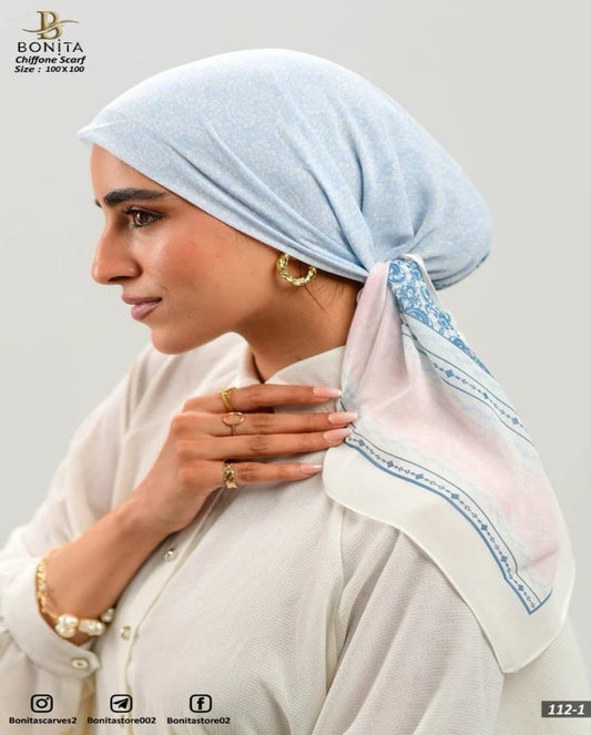 Printed Square Chiffon Scarf