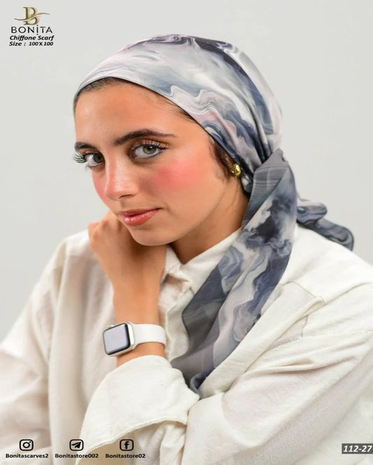 Printed Square Chiffon Scarf