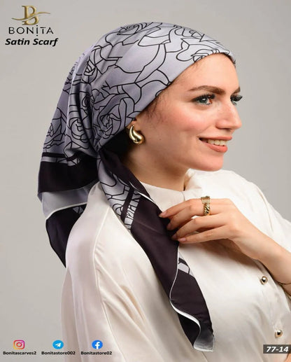 Printed Satin Square Scarf