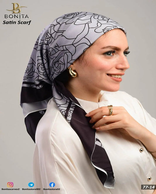Printed Satin Square Scarf