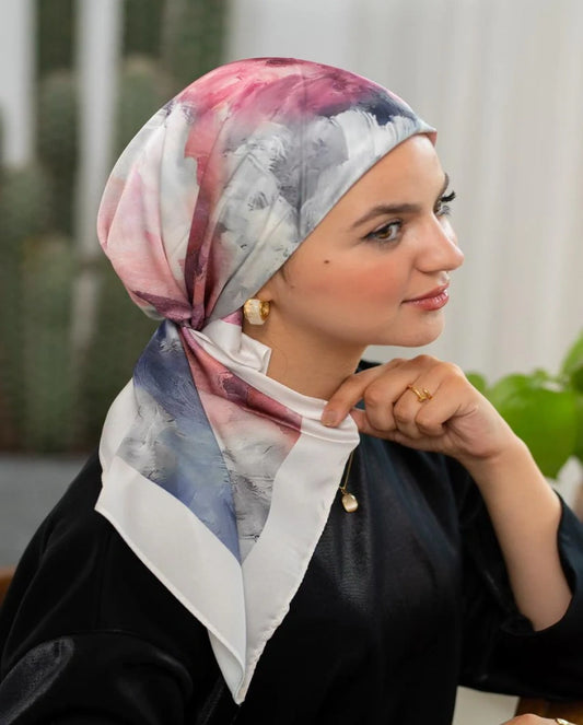 Printed Satin Square Scarf