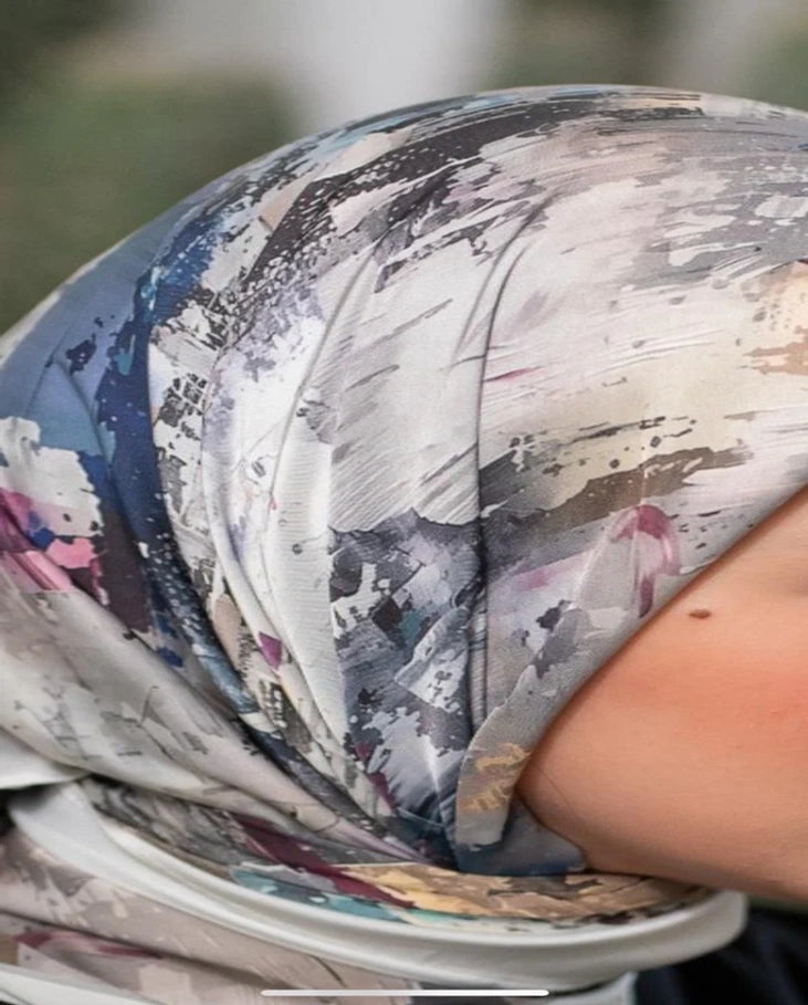Printed Satin Square Scarf