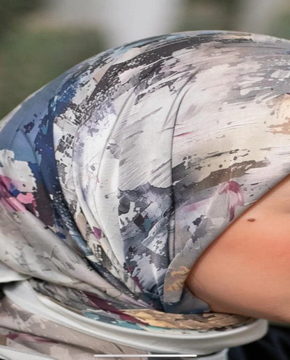 Printed Satin Square Scarf