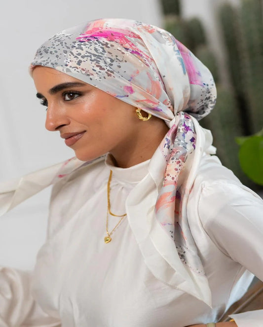 Printed Satin Square Scarf