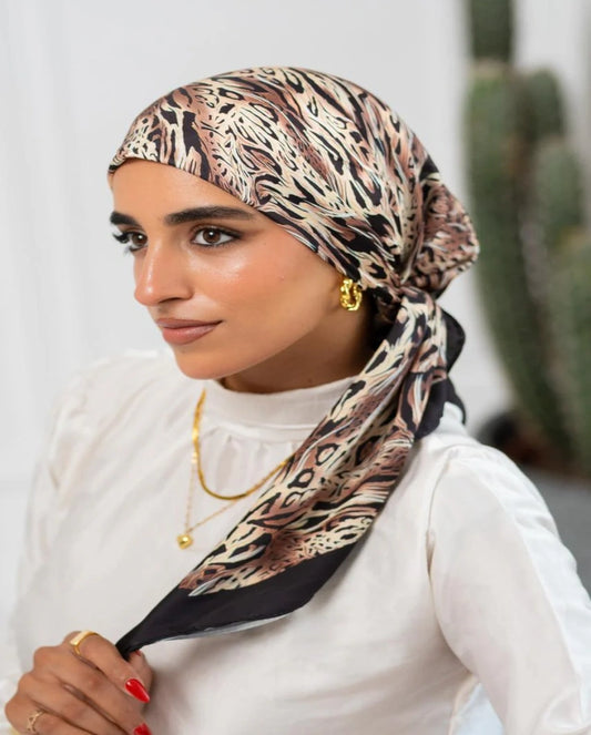 Printed Satin Square Scarf