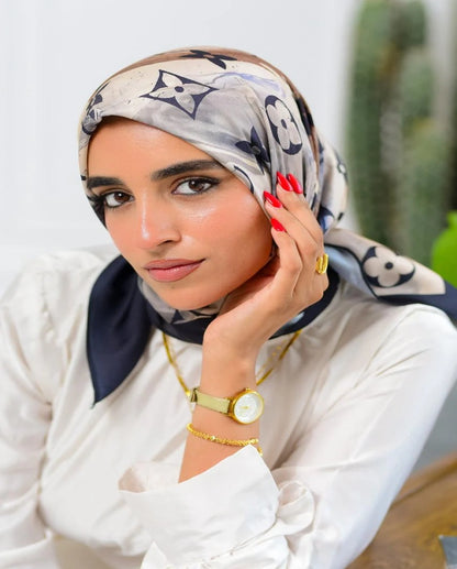 Printed Satin Square Scarf