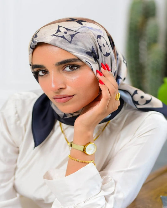 Printed Satin Square Scarf