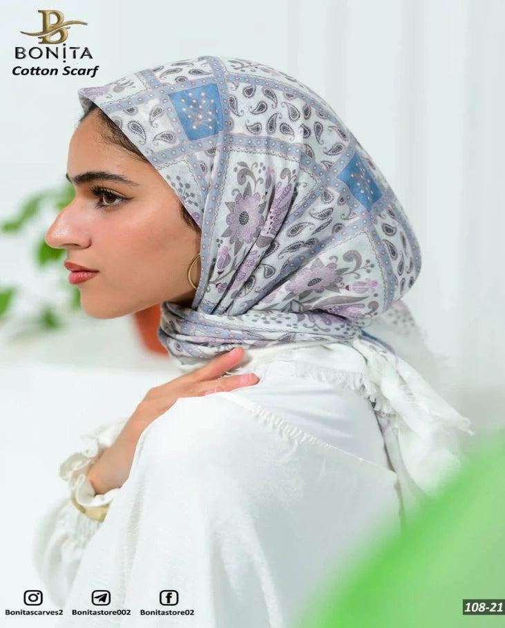 Printed Cotton Square Scarf