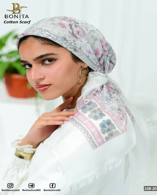 Printed Cotton Square Scarf