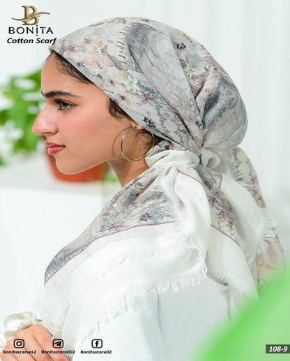 Printed Cotton Square Scarf
