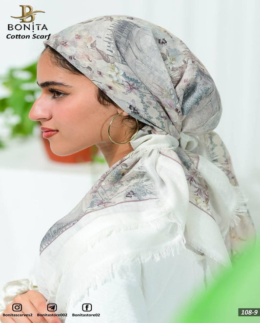 Printed Cotton Square Scarf