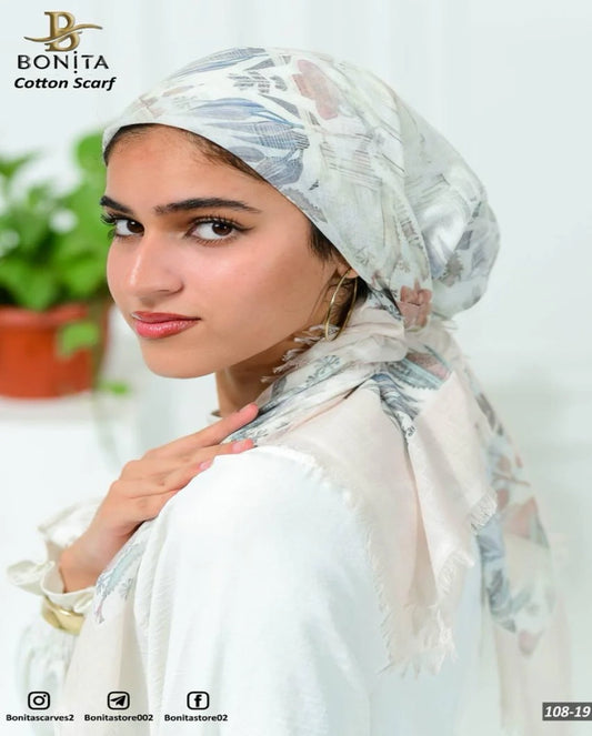 Printed Cotton Square Scarf