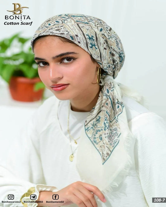 Printed Cotton Square Scarf