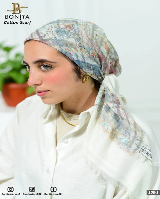 Printed Cotton Square Scarf