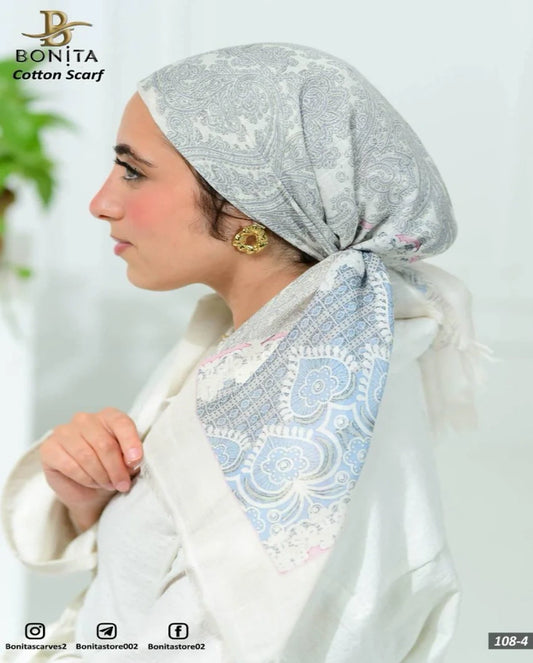 Printed Cotton Square Scarf