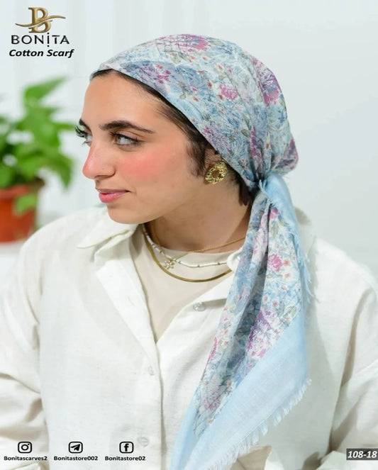 Printed Cotton Square Scarf