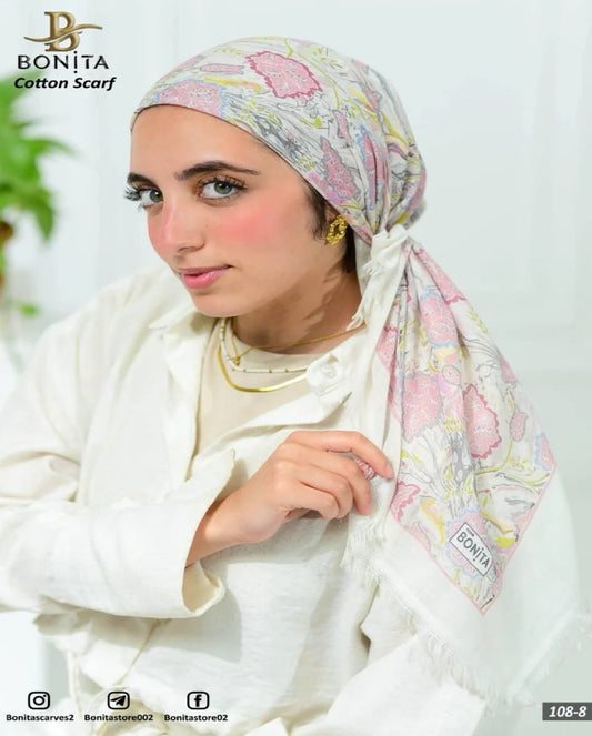 Printed Cotton Square Scarf