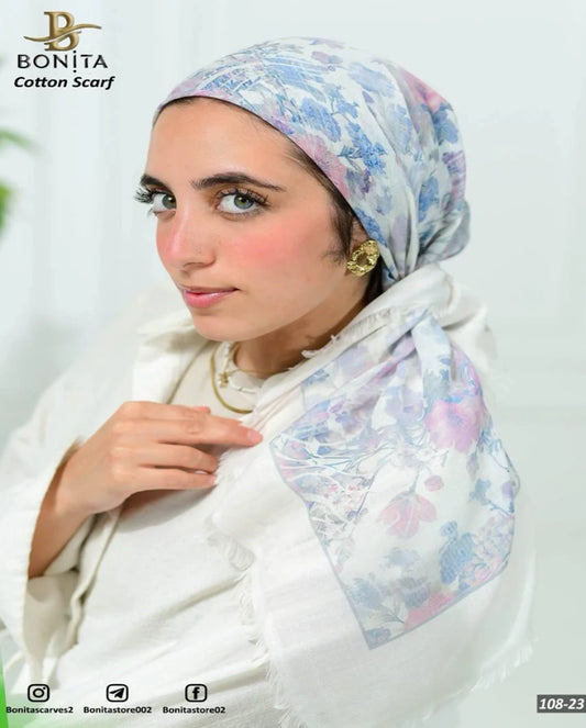 Printed Cotton Square Scarf