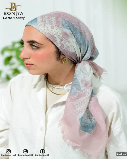 Printed Cotton Square Scarf