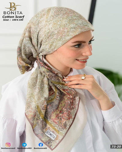 Printed Cotton Square Scarf