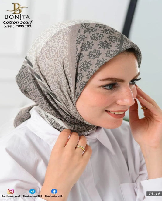 Printed Cotton Square Scarf
