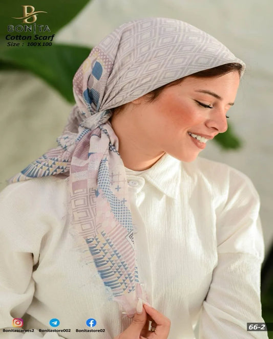 Printed Cotton Square Scarf