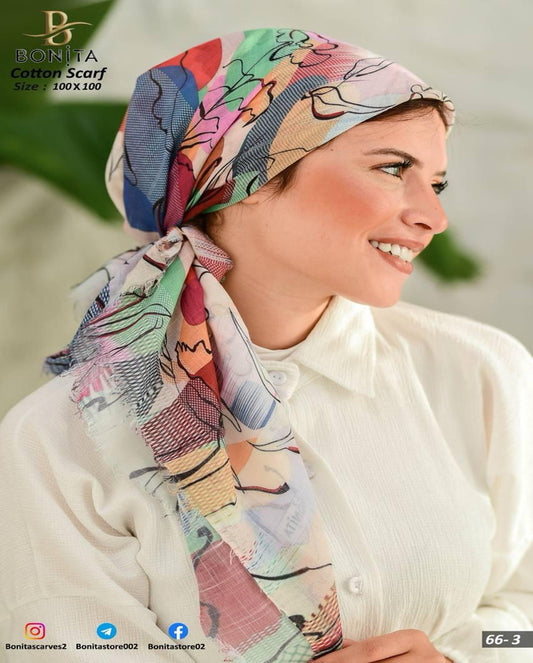 Printed Cotton Square Scarf