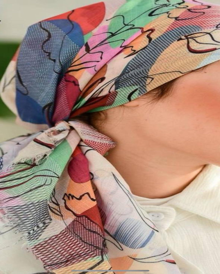 Printed Cotton Square Scarf