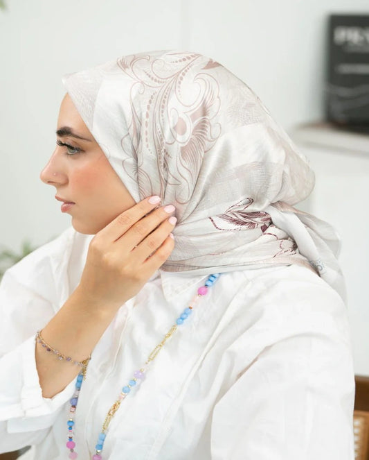 Printed Dubetta x Satin Square Scarf