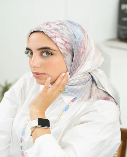 Printed Dubetta x Satin Square Scarf