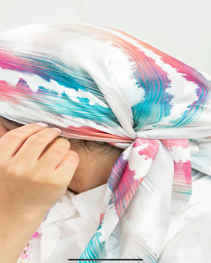 Printed Dubetta x Satin Square Scarf