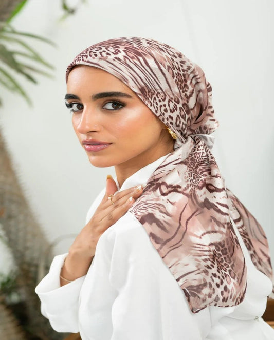 Printed Dubetta x Satin Square Scarf