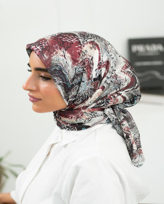 Printed Dubetta x Satin Square Scarf